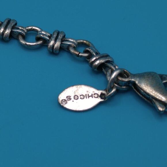 Chico's Distressed Silver Gold Tone Long Necklace, 42" Necklace or Belt - Picture 2 of 8